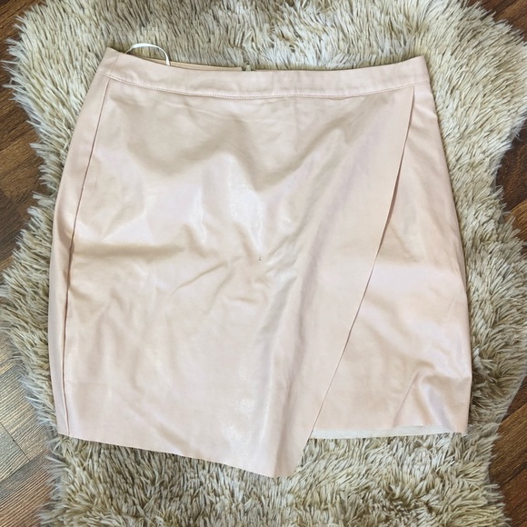 PrettyLittleThing Dresses & Skirts - PrettyLittleThing Blush Faux Leather Wrap Skirt